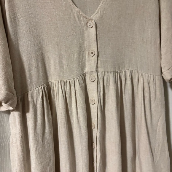 Urban Outfitters Woman Cream V-Neck Babydoll Minimalist Dress Size SP - Picture 2 of 7